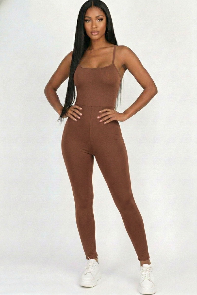 Criss-Cross Open Back Bodycon Jumpsuit