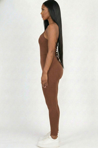 Criss-Cross Open Back Bodycon Jumpsuit