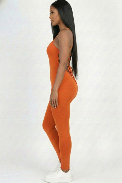 Criss-Cross Open Back Bodycon Jumpsuit