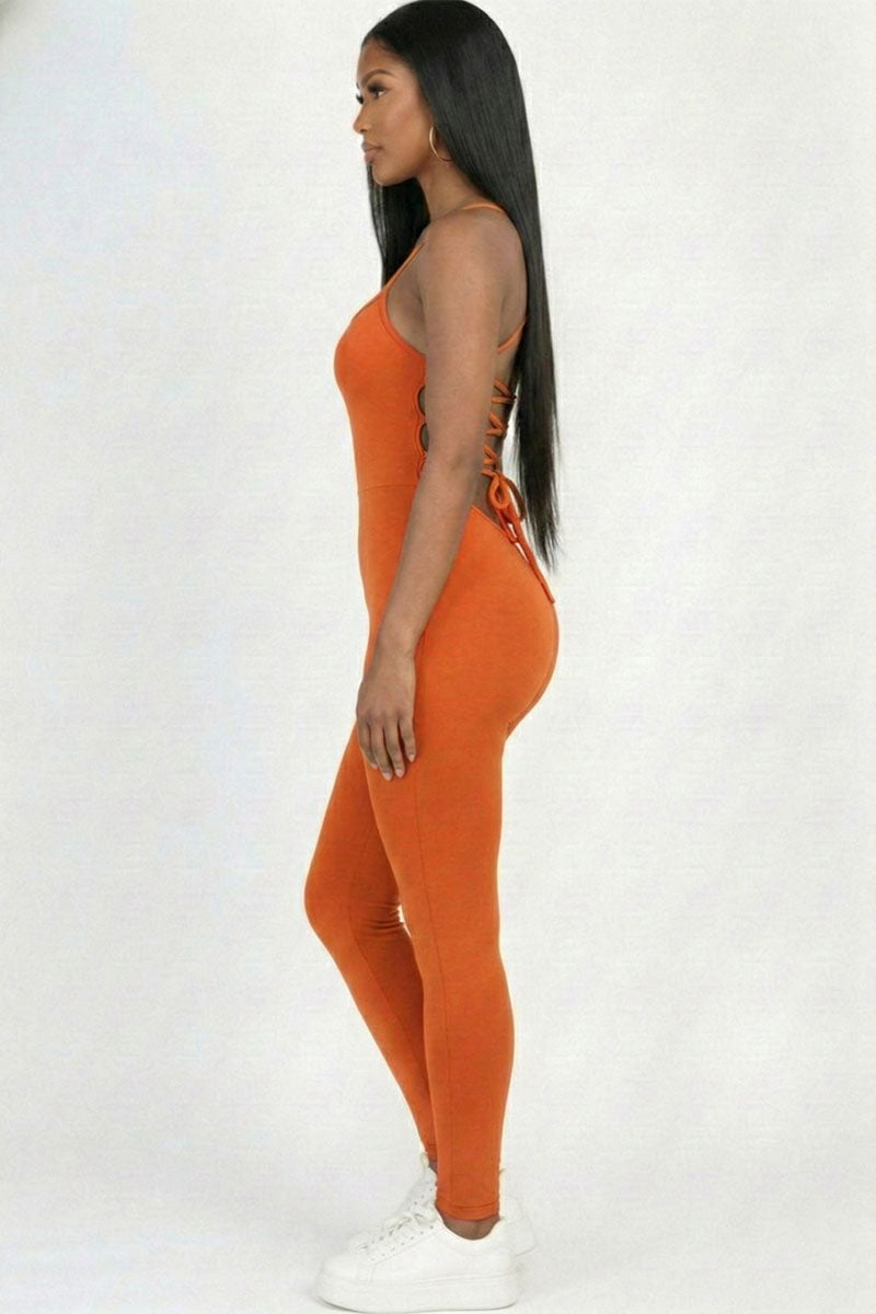 Criss-Cross Open Back Bodycon Jumpsuit (CAPELLA)