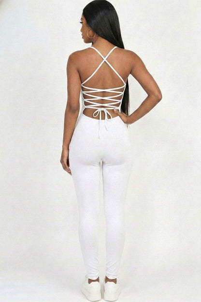 Criss-Cross Open Back Bodycon Jumpsuit