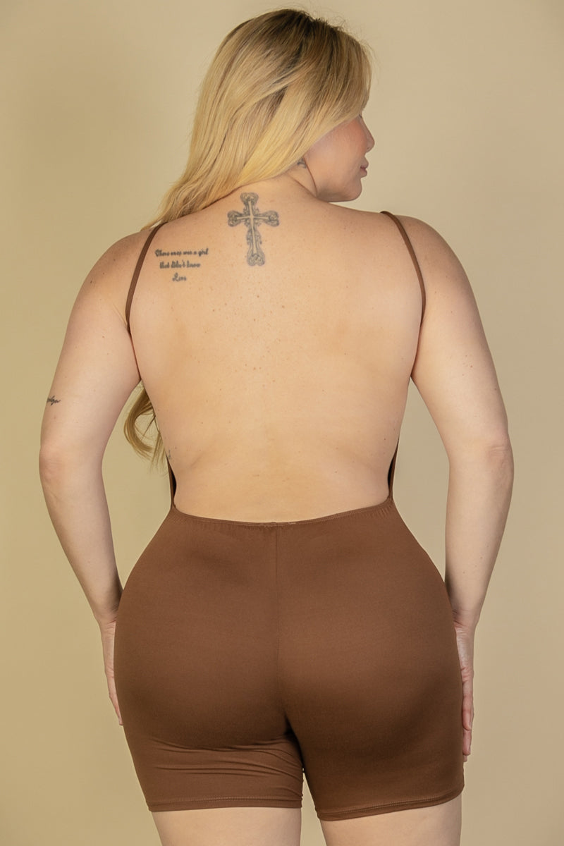 Plus Size Backless Cami Romper - Capella Apparel