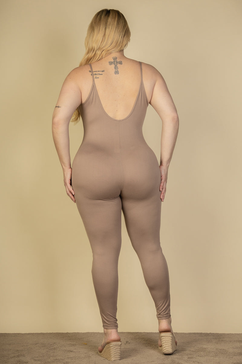 Plus Size Solid Bodycon Cami Jumpsuit - Wholesale Capella Apparel