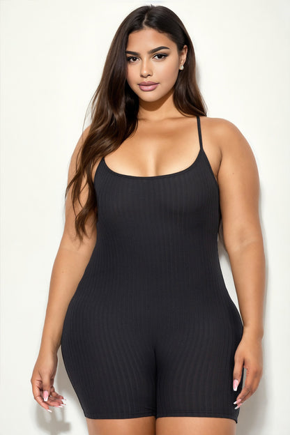 Plus Ribbed Bodycon Romper