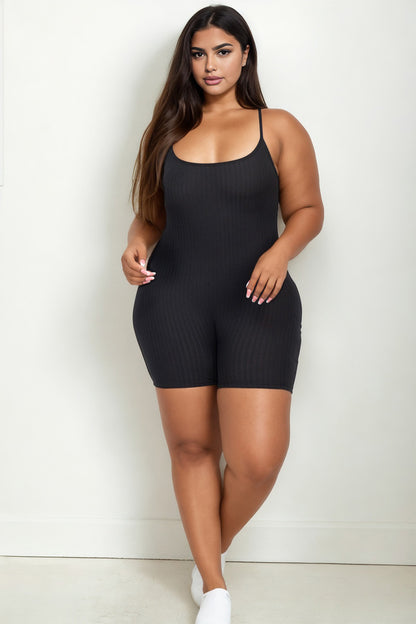 Plus Ribbed Bodycon Romper