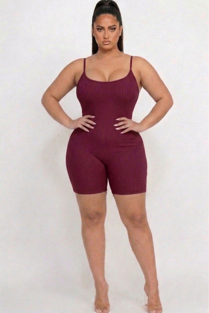Plus Ribbed Bodycon Romper