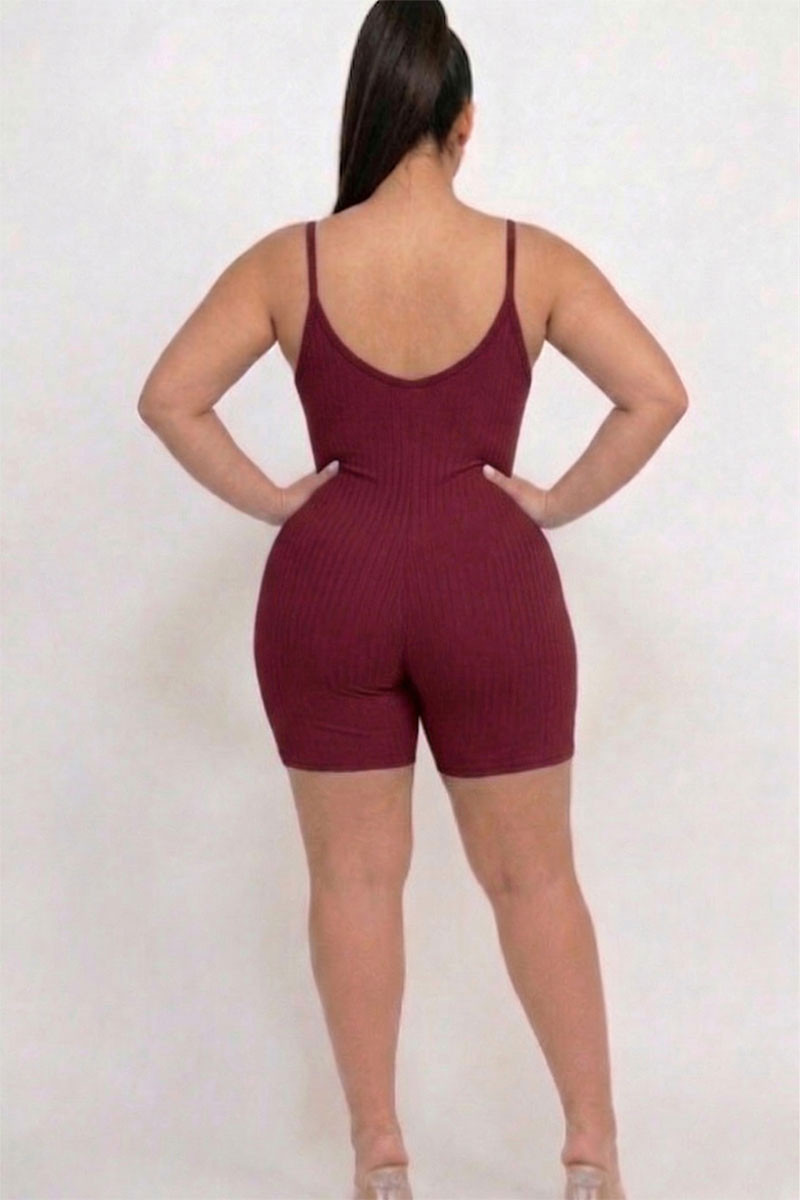 Plus Ribbed Bodycon Romper