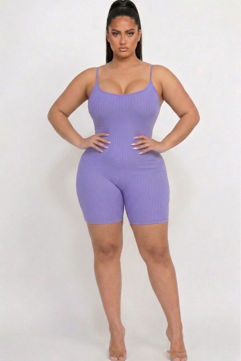 Plus Ribbed Bodycon Romper
