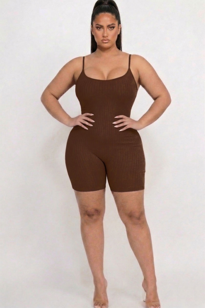 Plus Ribbed Bodycon Romper