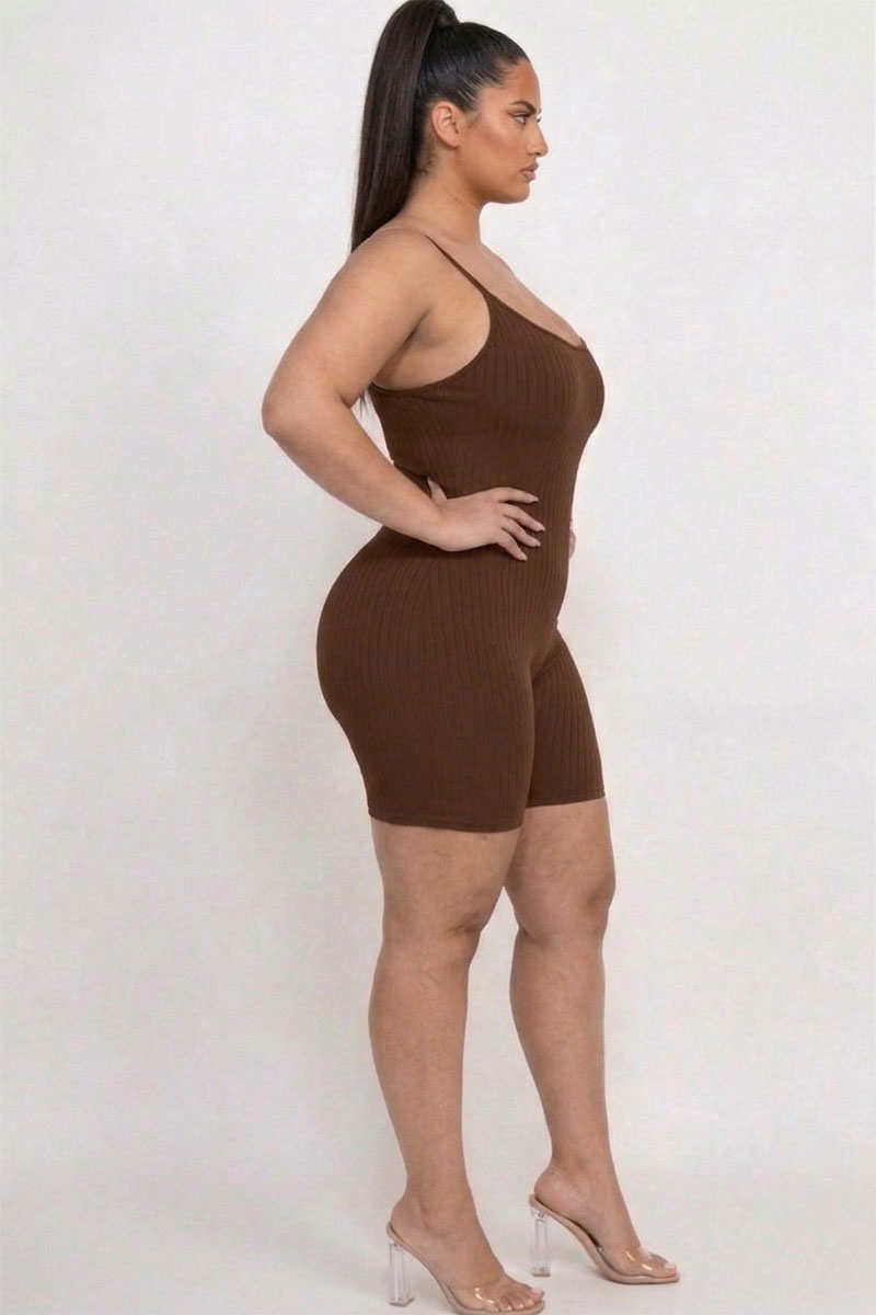 Plus Ribbed Bodycon Romper