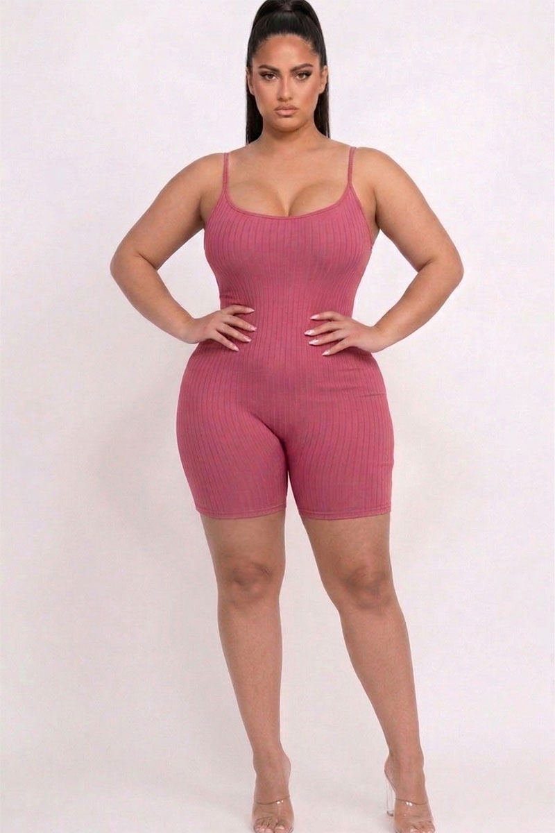 Plus Ribbed Bodycon Romper