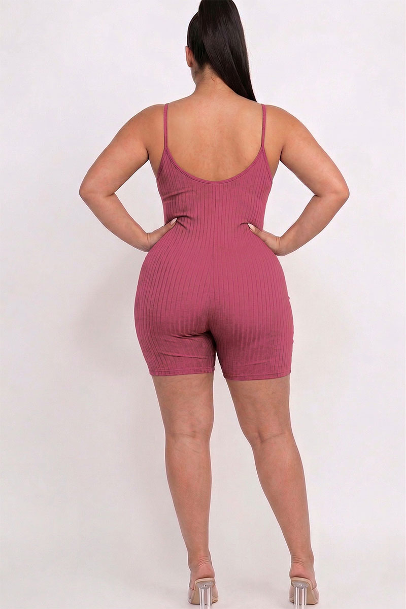 Plus Ribbed Bodycon Romper