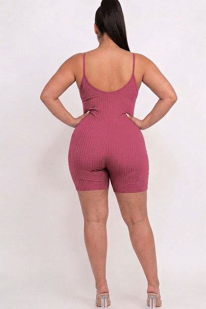 Plus Ribbed Bodycon Romper