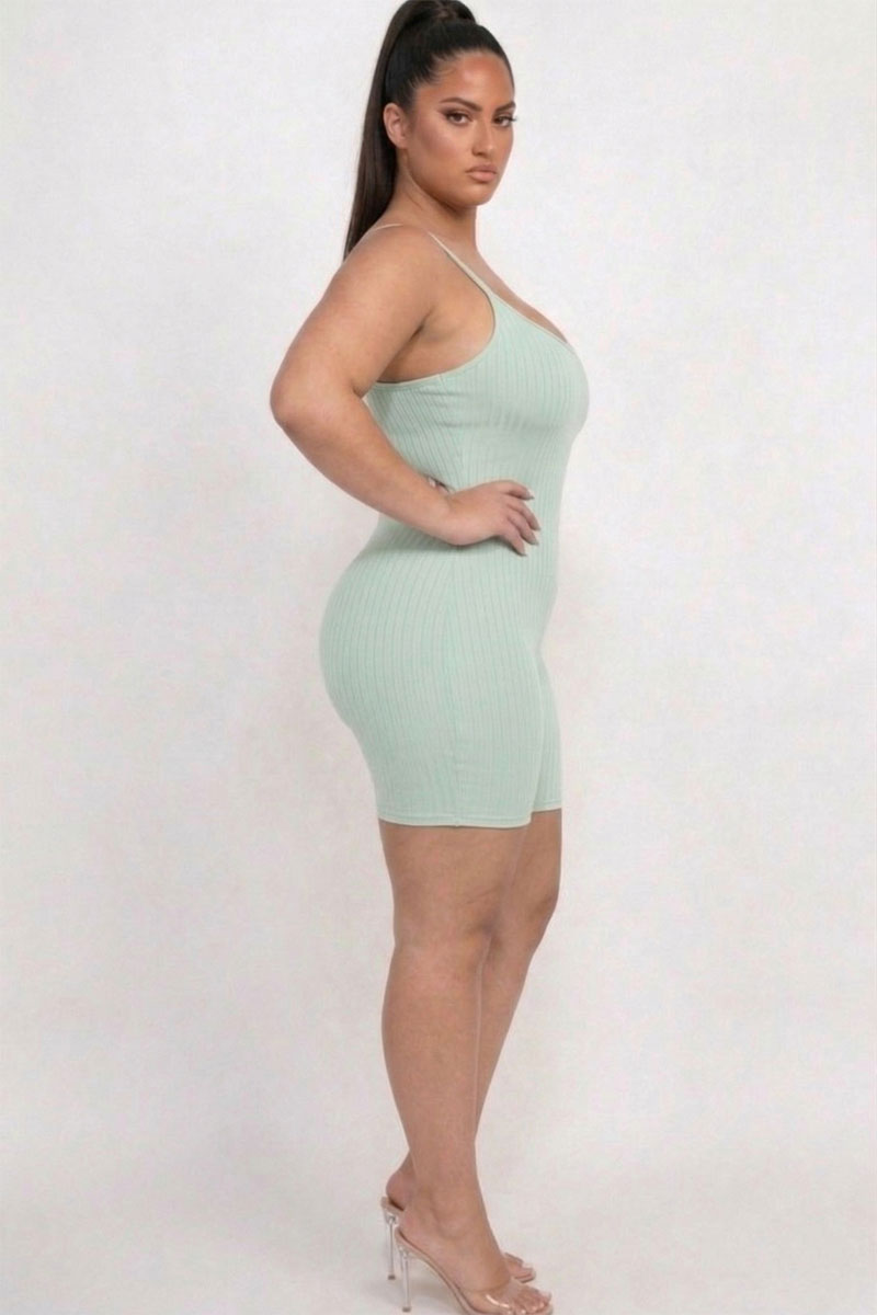 Plus Ribbed Bodycon Romper