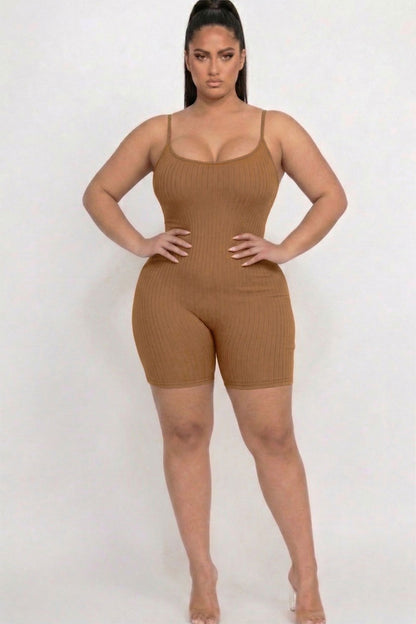 Plus Ribbed Bodycon Romper