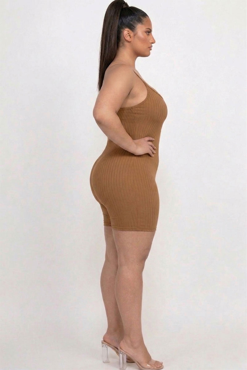 Plus Ribbed Bodycon Romper
