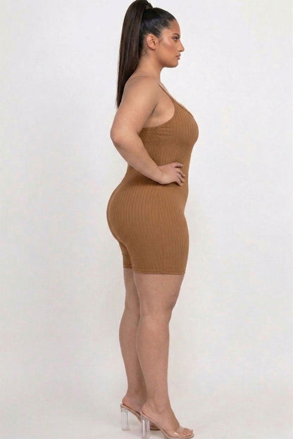 Plus Ribbed Bodycon Romper