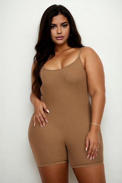 Plus Ribbed Bodycon Romper