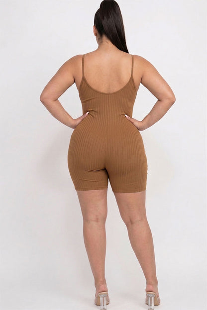 Plus Ribbed Bodycon Romper