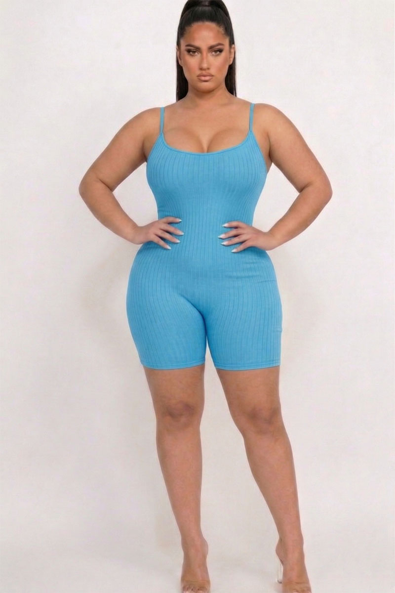 Plus Ribbed Bodycon Romper