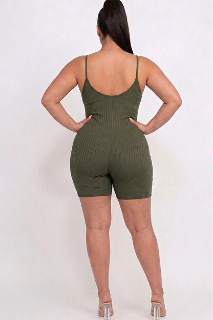 Plus Ribbed Bodycon Romper