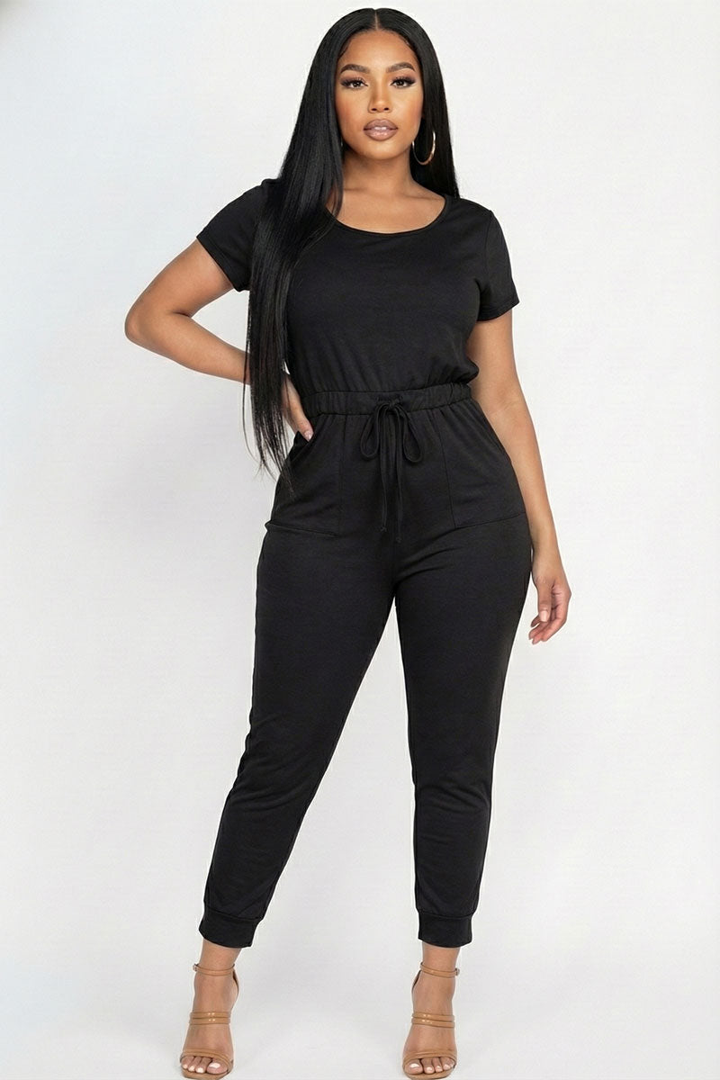 Two-way Shoulder Drawstring Jumpsuit
