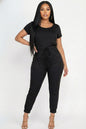 Two-way Shoulder Drawstring Jumpsuit