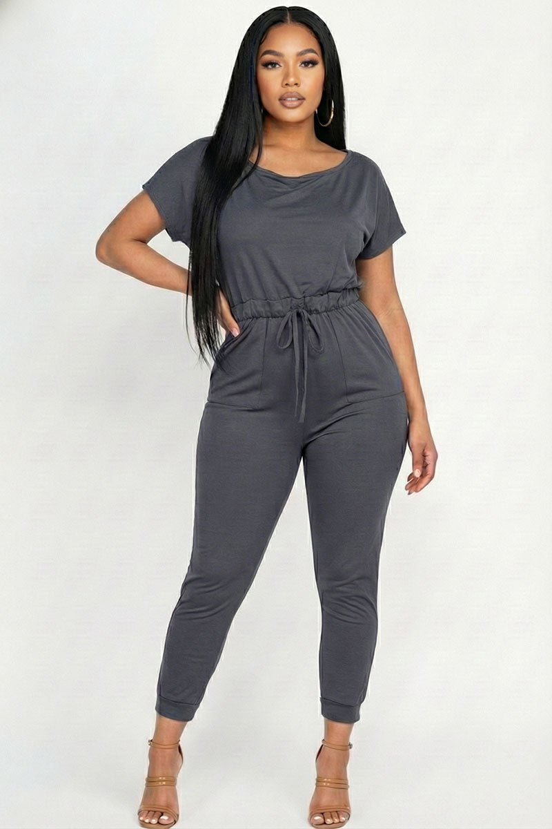 Two-way Shoulder Drawstring Jumpsuit