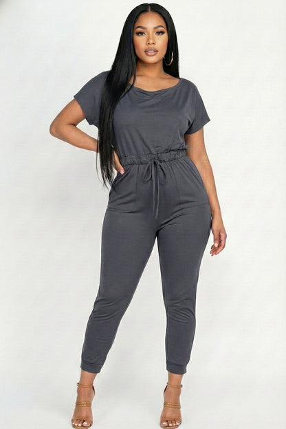 Two-way Shoulder Drawstring Jumpsuit