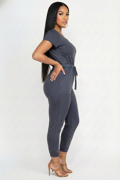 Two-way Shoulder Drawstring Jumpsuit