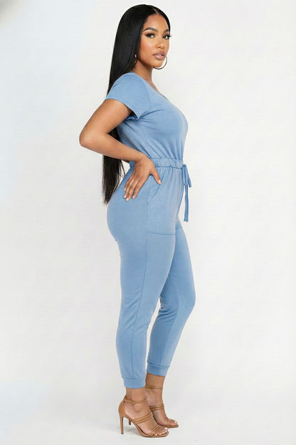 Two-way Shoulder Drawstring Jumpsuit