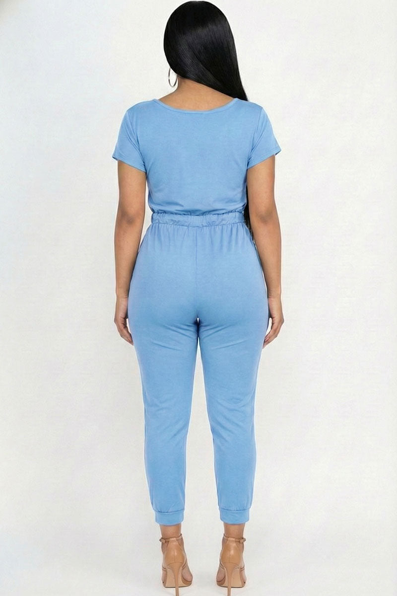 Two-way Shoulder Drawstring Jumpsuit