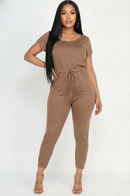Two-way Shoulder Drawstring Jumpsuit