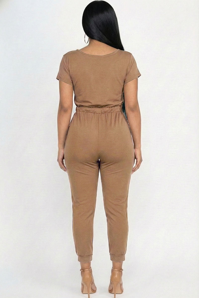 Two-way Shoulder Drawstring Jumpsuit