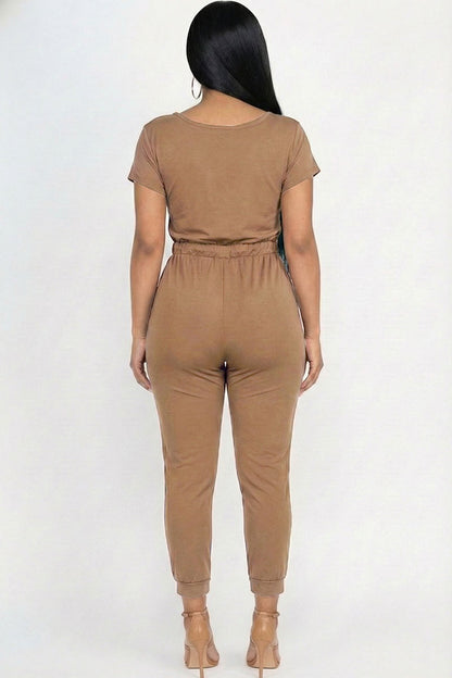 Two-way Shoulder Drawstring Jumpsuit