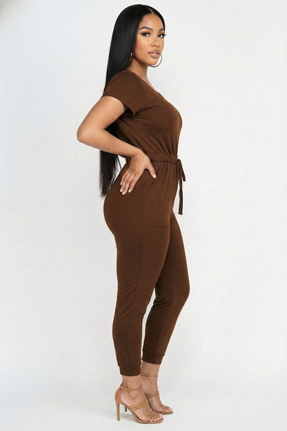 Two-way Shoulder Drawstring Jumpsuit