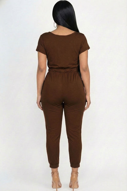 Two-way Shoulder Drawstring Jumpsuit