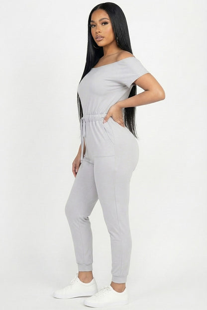 Two-way Shoulder Drawstring Jumpsuit