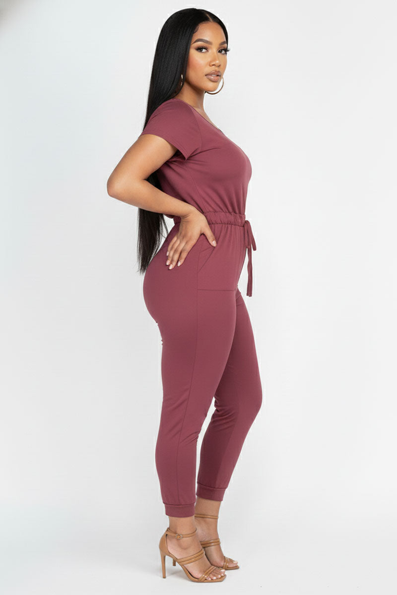 Two-way Shoulder Drawstring Jumpsuit