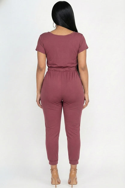 Two-way Shoulder Drawstring Jumpsuit