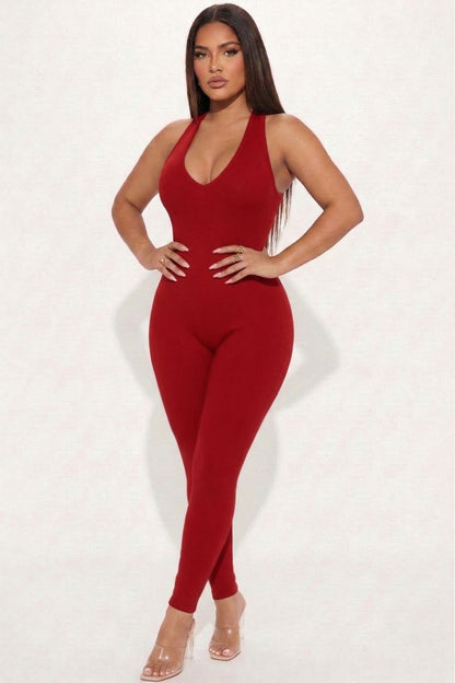 Racer Back Bodycon Jumpsuit
