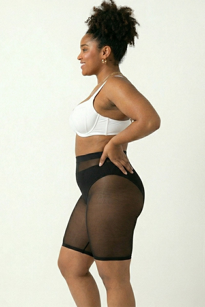Plus Size Mesh Biker Shorts