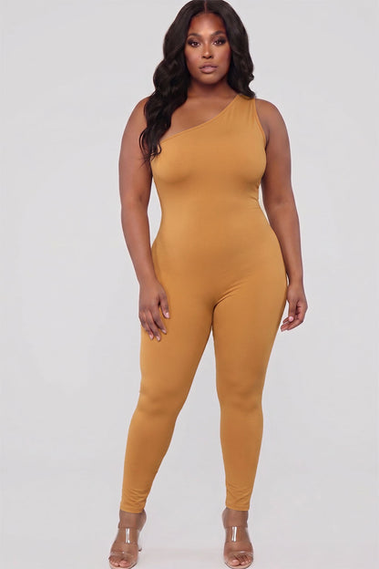 Mono de un hombro de color sólido de talla grande