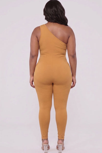 Mono de un hombro de color sólido de talla grande