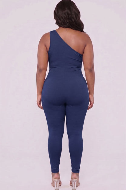 Mono de un hombro de color sólido de talla grande