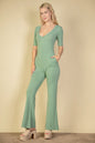 French Terry Short Sleeve Flare Jumpsuit - Capella Apparel