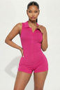 Ribbed Knit Sleeveless Button Front Romper