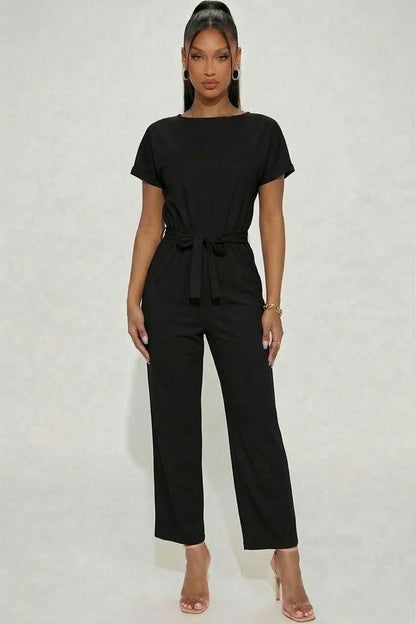 Tie Waist Relaxed Jumpsuit