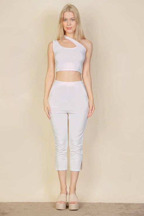 Slit Hem Cropped Pants - Capella Apparel