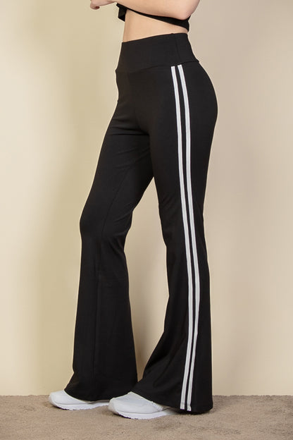 Contrast Side Stripe Flare Pants - Capella Apparel